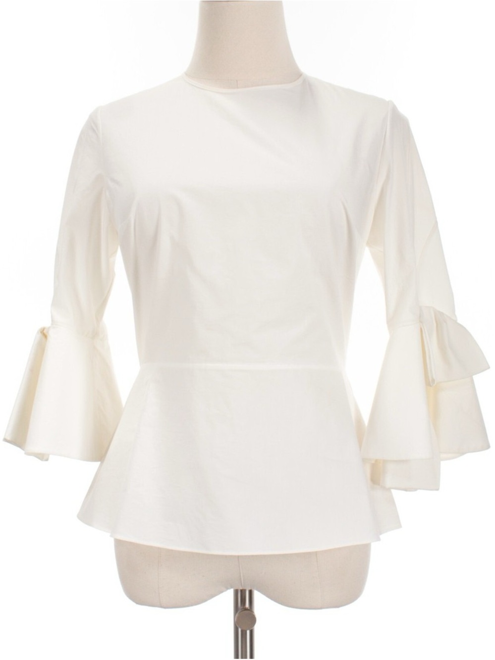 Roksanda Ilincic Cream Peplum Blouse with Tiered Bell Sleeves
